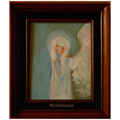 Anioł Marzyciel obraz olejny 15-20cm w ramie, Grażyna Potocka, obrazy olejne