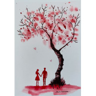 AKWARELA AKWARELKA OBRAZ PT: MIŁOŚĆ - W OPRAWIE