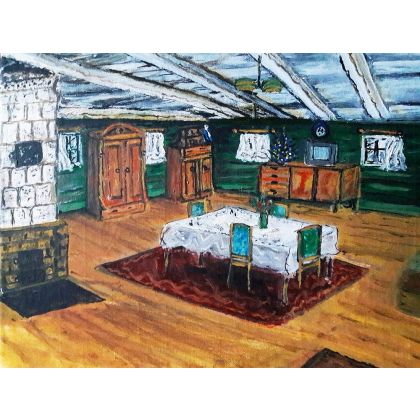 góralska chata, Krystyna Mościszko, obrazy akryl