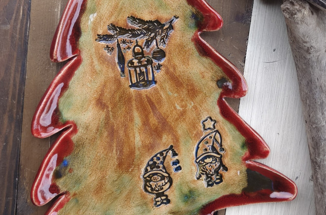 Shiraja ; Ceramiczna patera choinka ( c824)