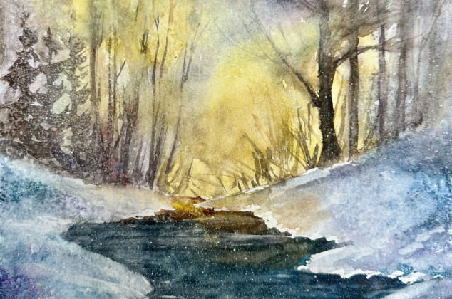 Krystyna Nowak ; Zimowe słońce (30x40 cm)