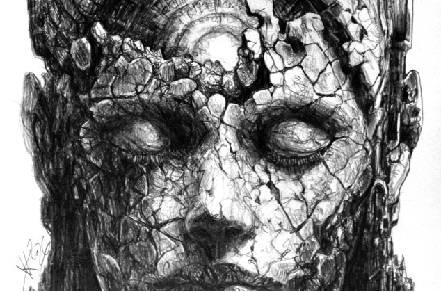 Krzysztof Krawiec ; Po drugiej stronie czasu - rysunek piórkiem