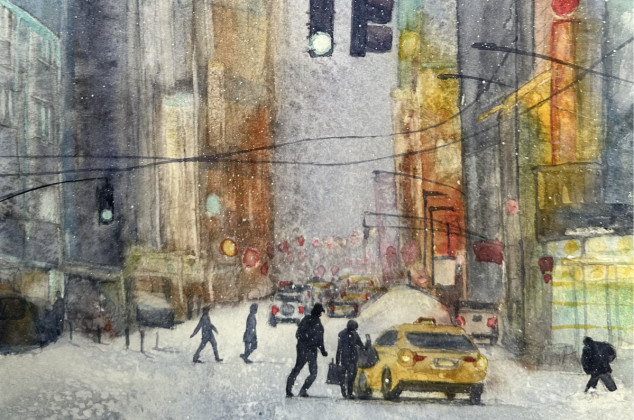 Krystyna Nowak ; Zima w wielkim mieście 1 (30x40 cm)