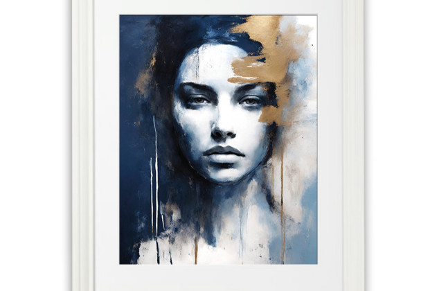 Dorota Kalinowska ; PORTRET kobiety in Blue 01, plakat 39x49 cm