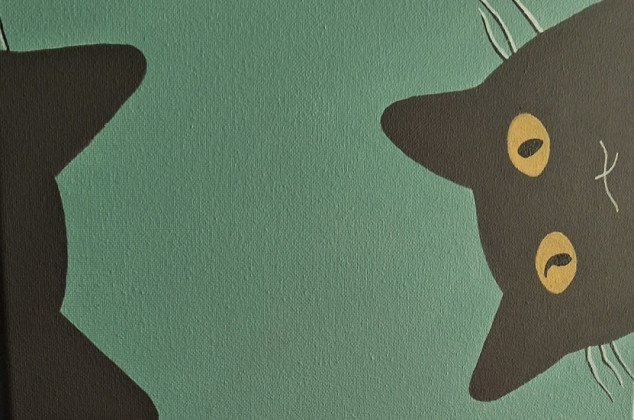 Yulia Szczerbak ; Obraz na Płótnie Czarne koty Ręcznie Malowany Akryl 60x40 zielony