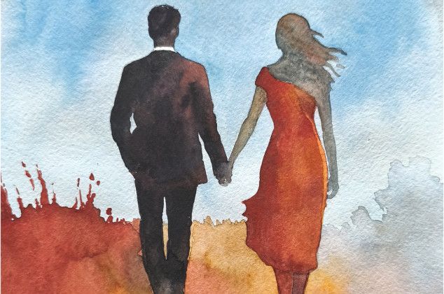 Joanna Tomczyk ; Dwie dusze, jeden horyzont, Akwarela 24 x 32 cm