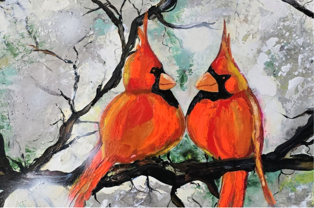 Ewa Mościszko ; Nasze Randez-Vous, obraz akrylowy na płótnie, 50x70x1cm