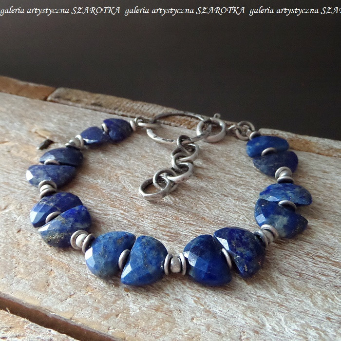 szarotka ; STARRY SKY bransoletka z lapisu i srebra