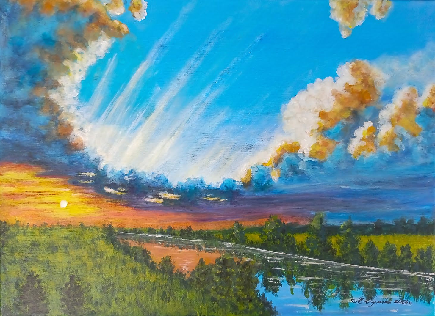 Marzena Dymek ; ZACHWYCAJĄCY PEJZAŻ MALOWANY NA PŁÓTNIE - SPEKTAKL NATURY 30x40cm