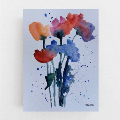 Kwiatki-  akwarela A4, Paulina Lebida, obrazy akwarela