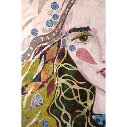 Gabriela Krawczyk - obrazy akryl - Niezapominajki - akryl kolaż na płótnie 50x40 cm foto #1