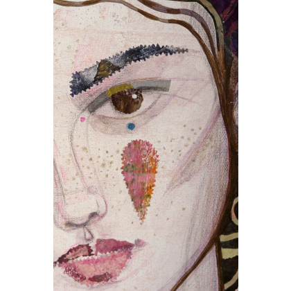 Gabriela Krawczyk - obrazy akryl - Niezapominajki - akryl kolaż na płótnie 50x40 cm foto #3
