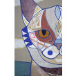 Mozaikowy kot - akryl kolaż na płótnie 70x50 cm