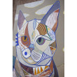 Mozaikowy kot - akryl kolaż na płótnie 70x50 cm