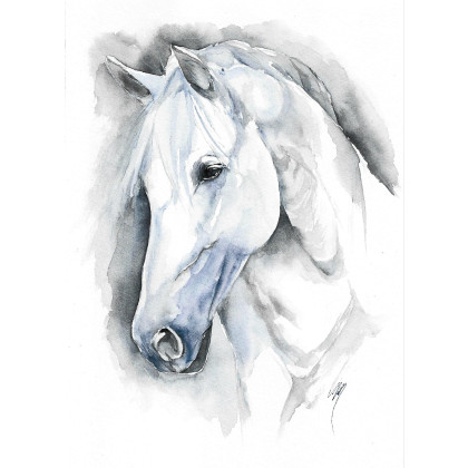 Koń - obraz akwarelowy, Magdalena Malik, obrazy akwarela