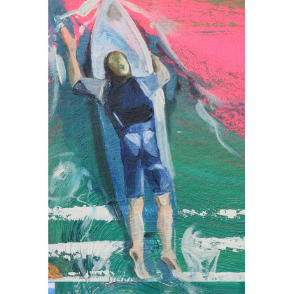 Paweł Dąbrowski - olej + akryl - Surfer akryl, 30x40cm foto #1