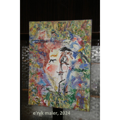 Eryk Maler - obrazy olejne - Kobieta w kapeluszu, z monoklem, 60x80, 2024 foto #4