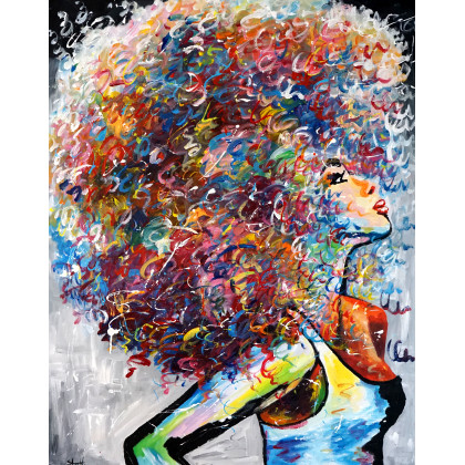 Afro 80x100, Rafal Stach, obrazy akryl