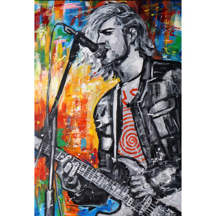 Kurt Cobain 70x100, Rafal Stach, obrazy akryl