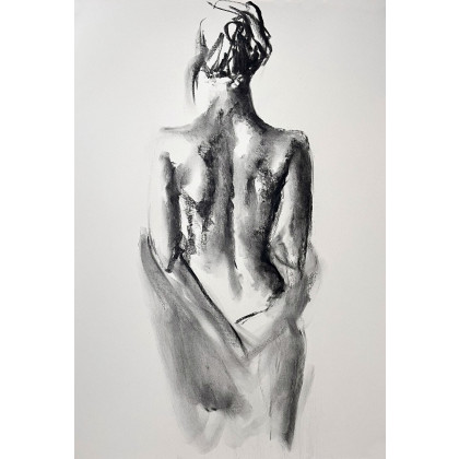 Nude - 100x70, Alina Louka, rysunek węglem