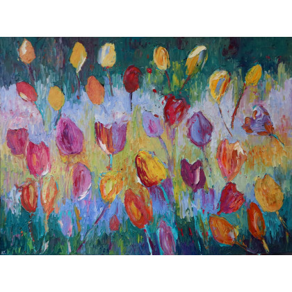 Tulipany - kwiaty 141, obraz olejny 60 x 80, Magdalena Walulik , obrazy olejne