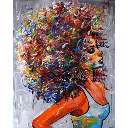 Lady Afro 80x100, Rafal Stach, obrazy olejne