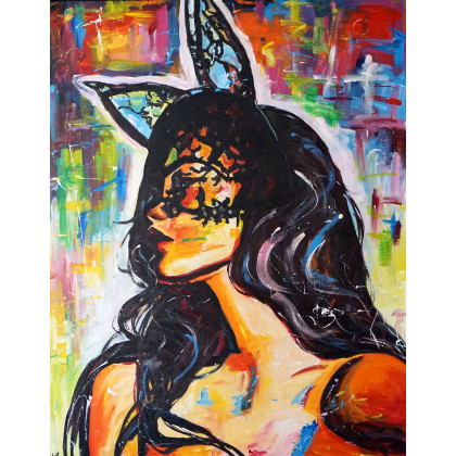 Lady Rabbit 80x100, Rafal Stach, obrazy olejne