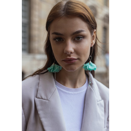 Długie zgaszone miętowe kolczyki na przyjęcie wesele ślub, Soutacheria, kolczyki