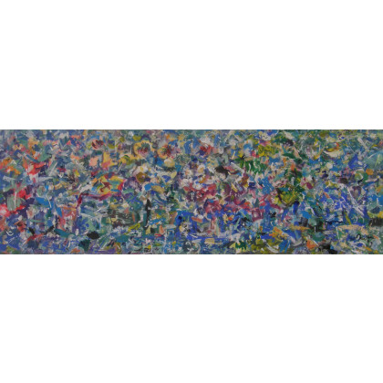 W słoikach, weranda, 40x120, 2025, Eryk Maler, obrazy olejne