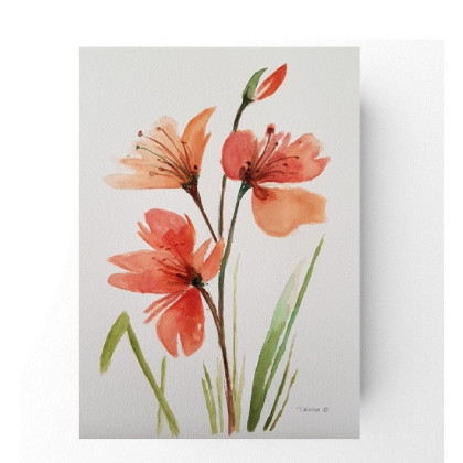 Kwiaty - akwarela formatu A4, Paulina Lebida, obrazy akwarela