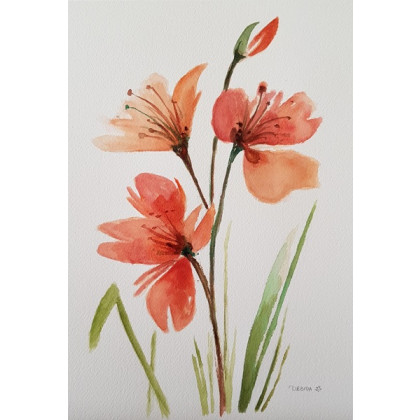 Paulina Lebida - obrazy akwarela - Kwiaty - akwarela formatu A4 foto #1