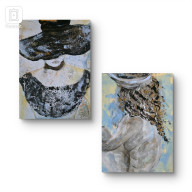 Kompozycja, obrazy akryl , płótno, pt. Daisy in love, 40x50x2 cm