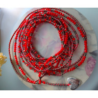 NASZYJNIK MAMA DLA MAMY KORALE DŁUGIE CZERWONE