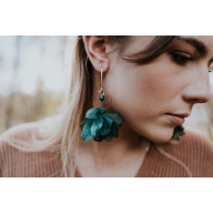 Długie lekkie butelkowe zielone kolczyki kwiaty