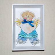 PAMIĄTKA dla Antosia - obrazek, anioł z masy solnej w ramce