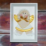 PAMIĄTKA dla Kasi - obrazek, anioł z masy solnej w ramce