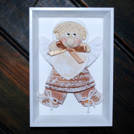 PAMIĄTKA dla Macieja - obrazek, anioł z masy solnej w ramce