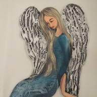 Odpoczynek Anioła... Ręcznie malowane.