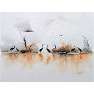 Żurawie ścieżki, Akwarela 24x32 cm
