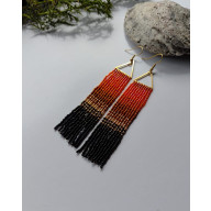 Kolczyki Frędzle Orange Coffe w Trójkącie Złote Boho