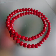 Naszyjnik Czerwone Korale Akryl Kulki Duże