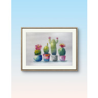 Akwarela A4 Zadziorne kaktusy