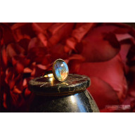 Labradoryt UNIKAT Pierścionek Srebro 24K złoto