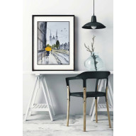 Akwarela Akwarelka Obraz pt: Amsterdam - Kościół św. Franciszka, 31 x 22,8 cm