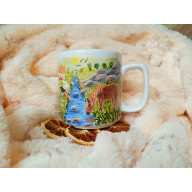 Pejzaż z koniem bocianem źródłem słonecznym ręcznie malowane