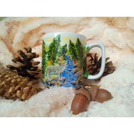 Kubek z wilkiem źródło księżycowe ręcznie malowany kubek 270 ml.