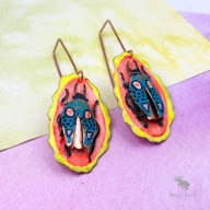 Artystyczne Długie Kolczyki Miedziane Owady