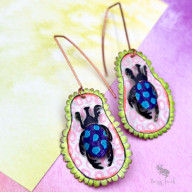 Artystyczne Długie Kolczyki Miedziane Owady 2