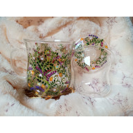 Kubek z zaparzaczem zioła ręcznie malowany 370 ml.