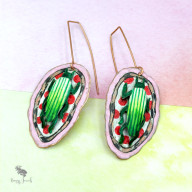 Artystyczne Długie Kolczyki Miedziane Owady 3